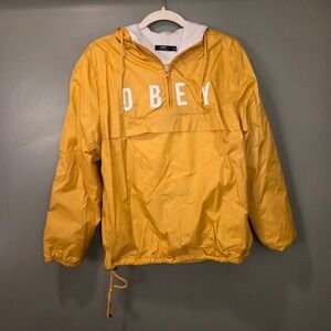 Obey Women's Hooded Quarterzip Windbreaker Jacket, Size L, Yellow